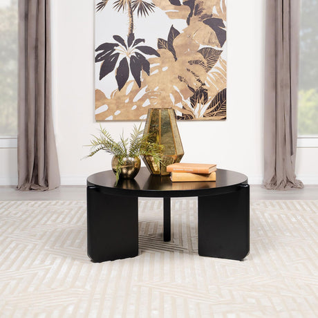 Cordova Round Solid Wood Coffee Table Black 709678 - Ella Furniture