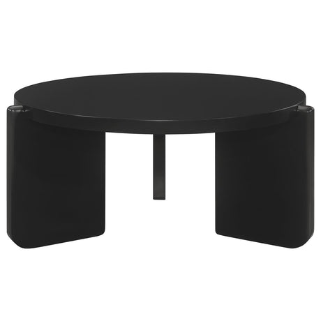 Cordova Round Solid Wood Coffee Table Black 709678 - Ella Furniture