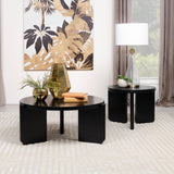 Cordova Round Solid Wood Coffee Table Black 709678 - Ella Furniture
