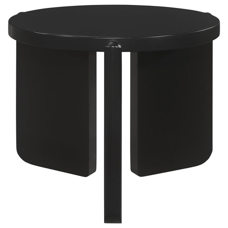 Cordova Round Solid Wood End Table Black 709677 - Ella Furniture