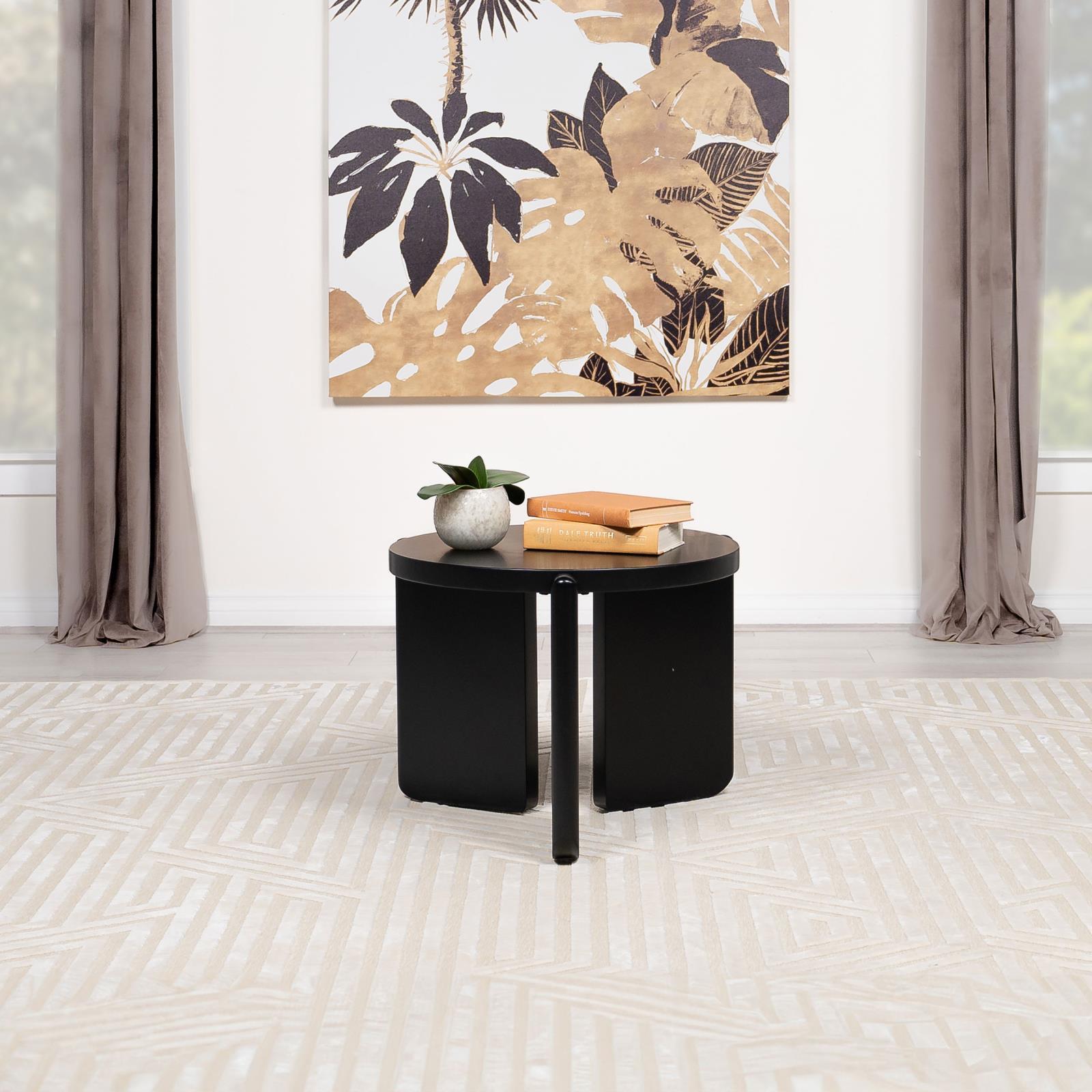 Cordova Round Solid Wood End Table Black 709677 - Ella Furniture