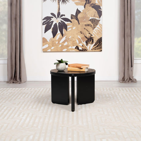Cordova Round Solid Wood End Table Black 709677 - Ella Furniture