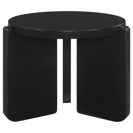 Cordova Round Solid Wood End Table Black 709677 - Ella Furniture