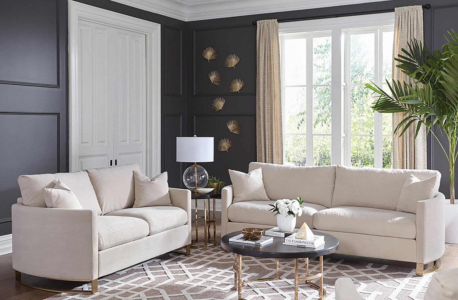 CORLISS COLLECTION Corliss 2-piece Upholstered Arched Arm Sofa Set Beige 508821-S2 - Ella Furniture