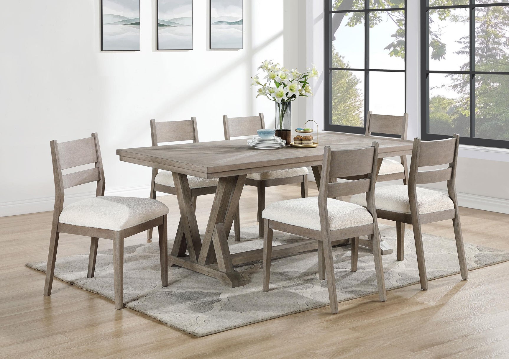 CORNELIA COLLECTION Cornelia Wood Dining Side Chair Coastal Grey (Set of 2) 107442 - Ella Furniture