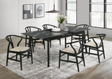 Cortona Danish Y-shaped Back Wishbone Dining Side Chair Black And Beige (Set Of 2) 108482 - Ella Furniture