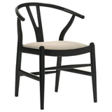 Cortona Danish Y-shaped Back Wishbone Dining Side Chair Black And Beige (Set Of 2) 108482 - Ella Furniture