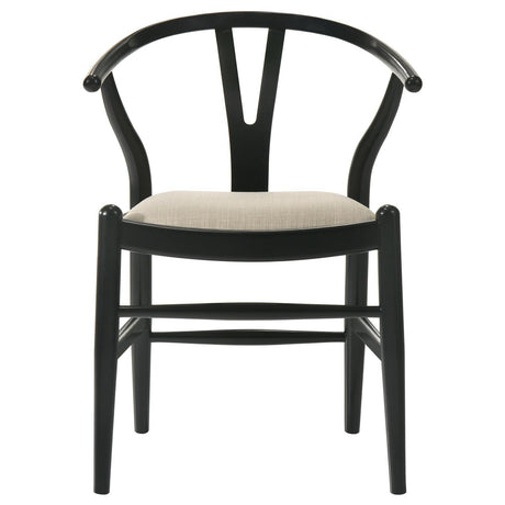Cortona Danish Y-shaped Back Wishbone Dining Side Chair Black And Beige (Set Of 2) 108482 - Ella Furniture
