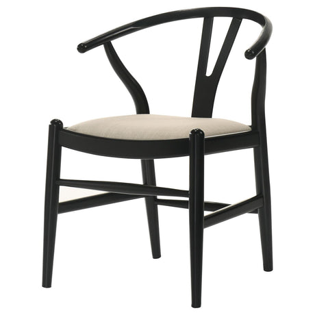 Cortona Danish Y-shaped Back Wishbone Dining Side Chair Black And Beige (Set Of 2) 108482 - Ella Furniture