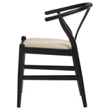 Cortona Danish Y-shaped Back Wishbone Dining Side Chair Black And Beige (Set Of 2) 108482 - Ella Furniture