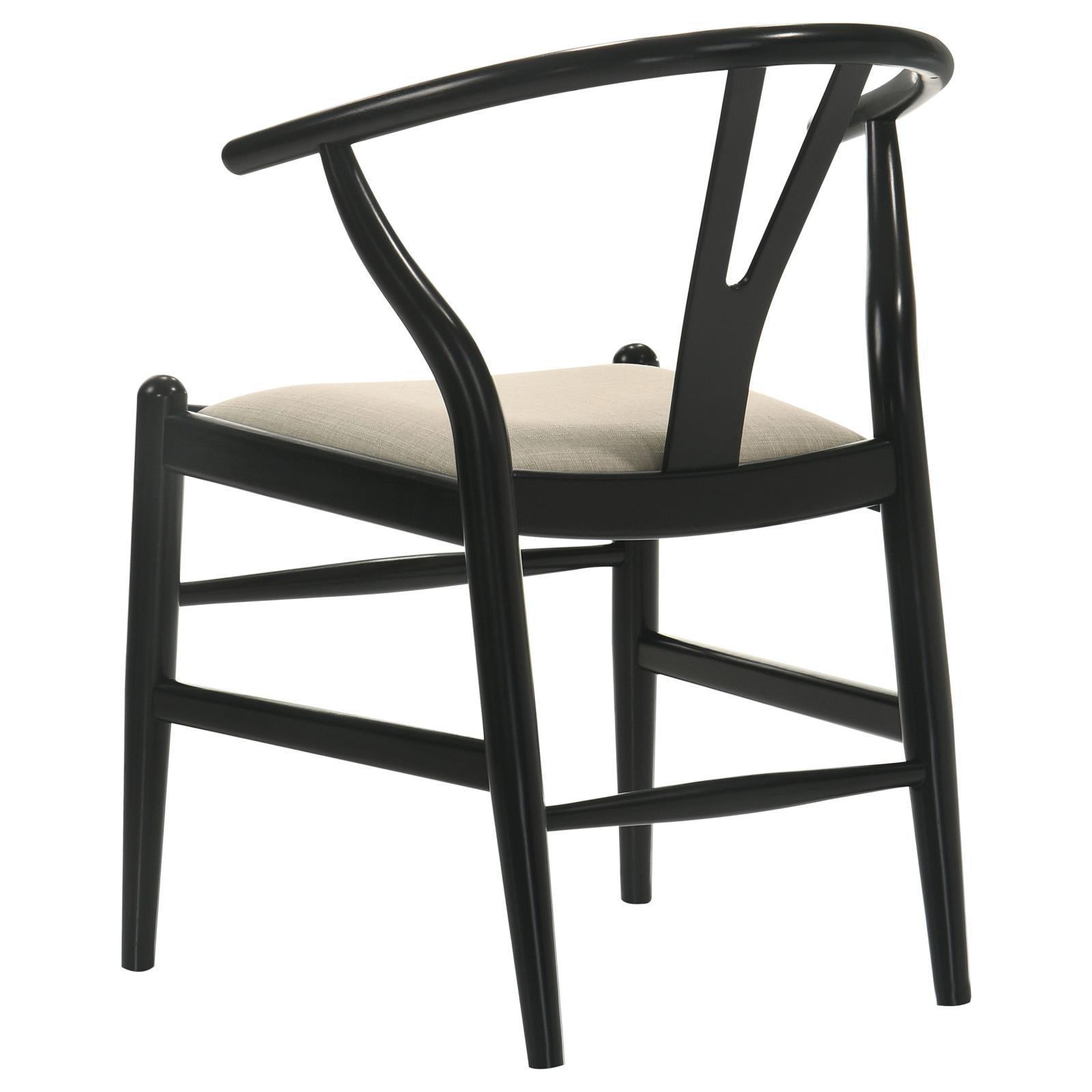 Cortona Danish Y-shaped Back Wishbone Dining Side Chair Black And Beige (Set Of 2) 108482 - Ella Furniture