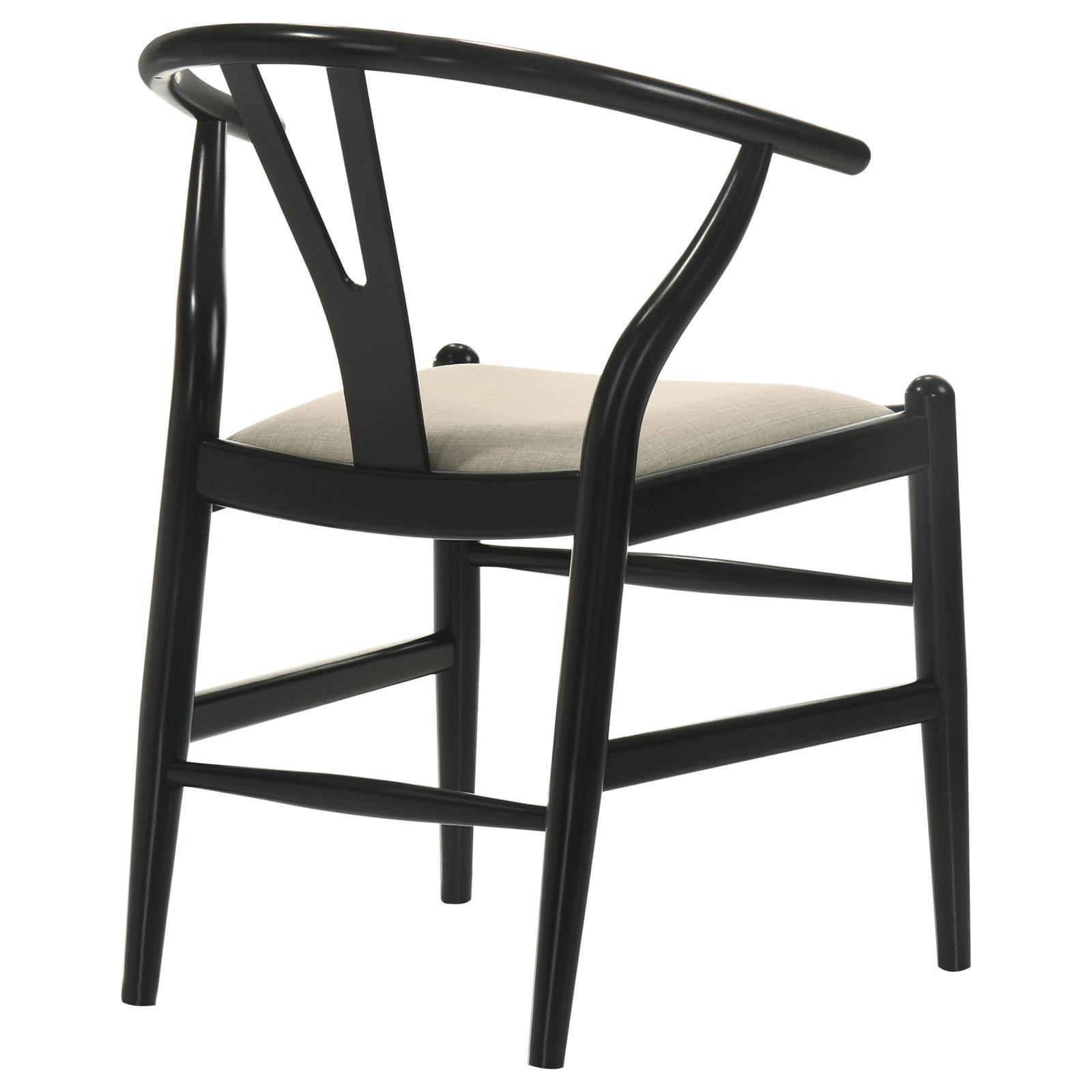 Cortona Danish Y-shaped Back Wishbone Dining Side Chair Black And Beige (Set Of 2) 108482 - Ella Furniture