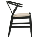 Cortona Danish Y-shaped Back Wishbone Dining Side Chair Black And Beige (Set Of 2) 108482 - Ella Furniture