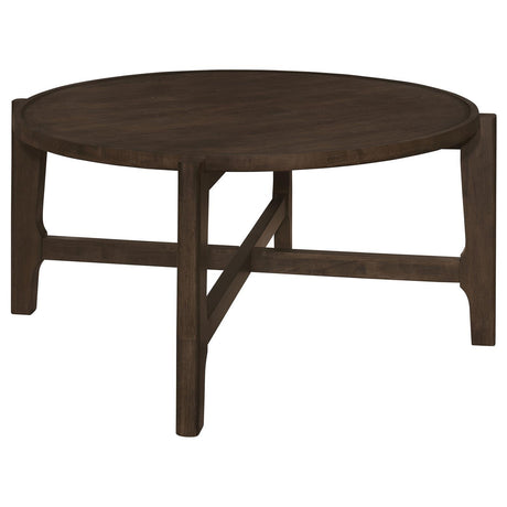 Cota Round Solid Wood Coffee Table Dark Brown 708288 - Ella Furniture