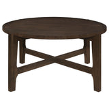 Cota Round Solid Wood Coffee Table Dark Brown 708288 - Ella Furniture