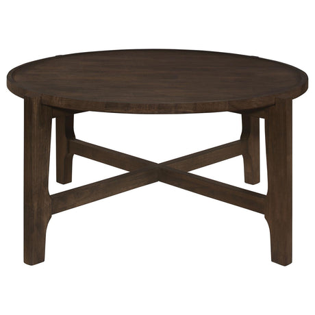 Cota Round Solid Wood Coffee Table Dark Brown 708288 - Ella Furniture