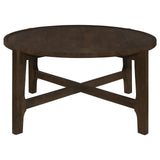 Cota Round Solid Wood Coffee Table Dark Brown 708288 - Ella Furniture