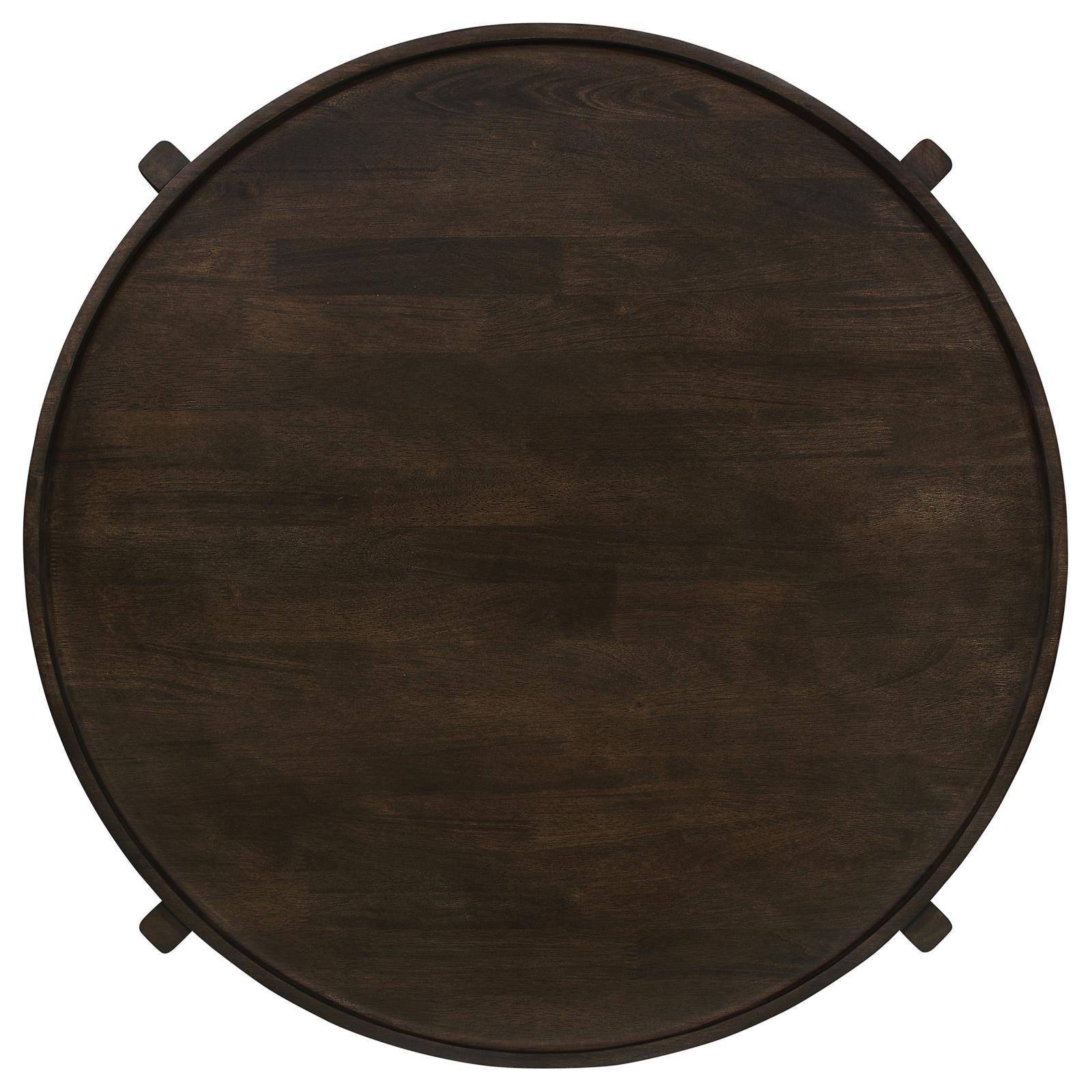 Cota Round Solid Wood Coffee Table Dark Brown 708288 - Ella Furniture