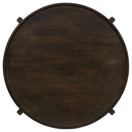 Cota Round Solid Wood Coffee Table Dark Brown 708288 - Ella Furniture