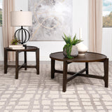 Cota Round Solid Wood Coffee Table Dark Brown 708288 - Ella Furniture