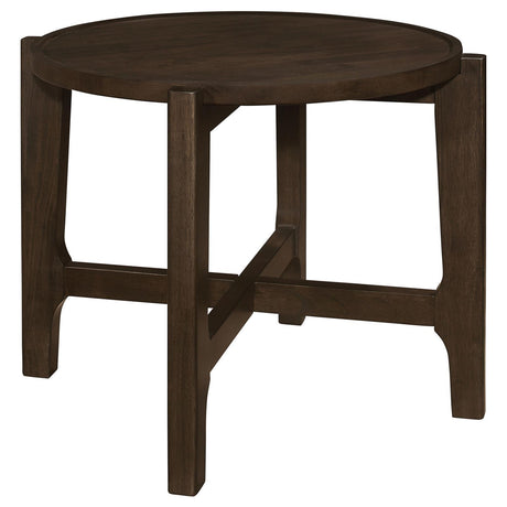 Cota Round Solid Wood End Table Dark Brown 708287 - Ella Furniture