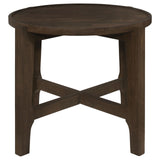 Cota Round Solid Wood End Table Dark Brown 708287 - Ella Furniture