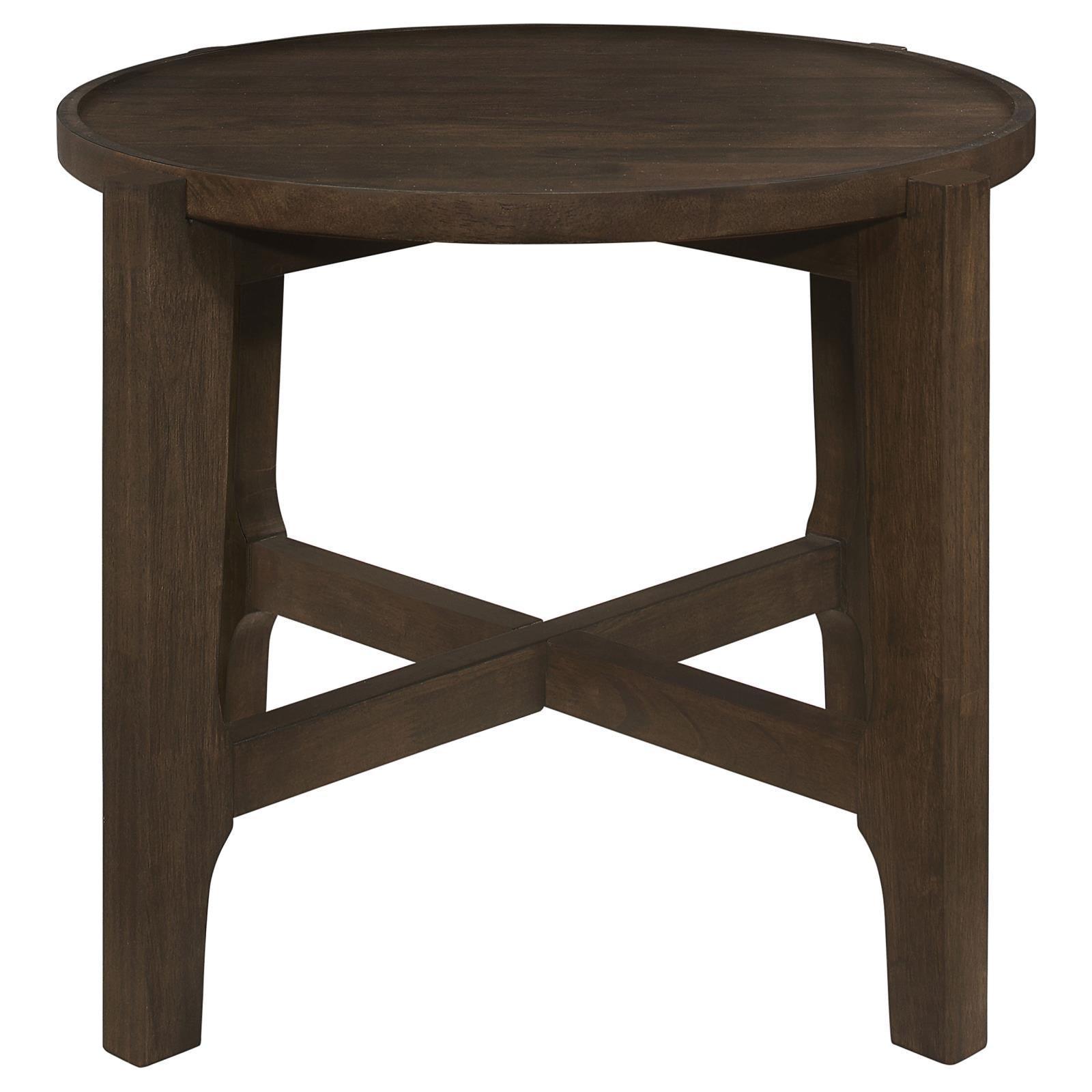 Cota Round Solid Wood End Table Dark Brown 708287 - Ella Furniture