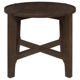 Cota Round Solid Wood End Table Dark Brown 708287 - Ella Furniture