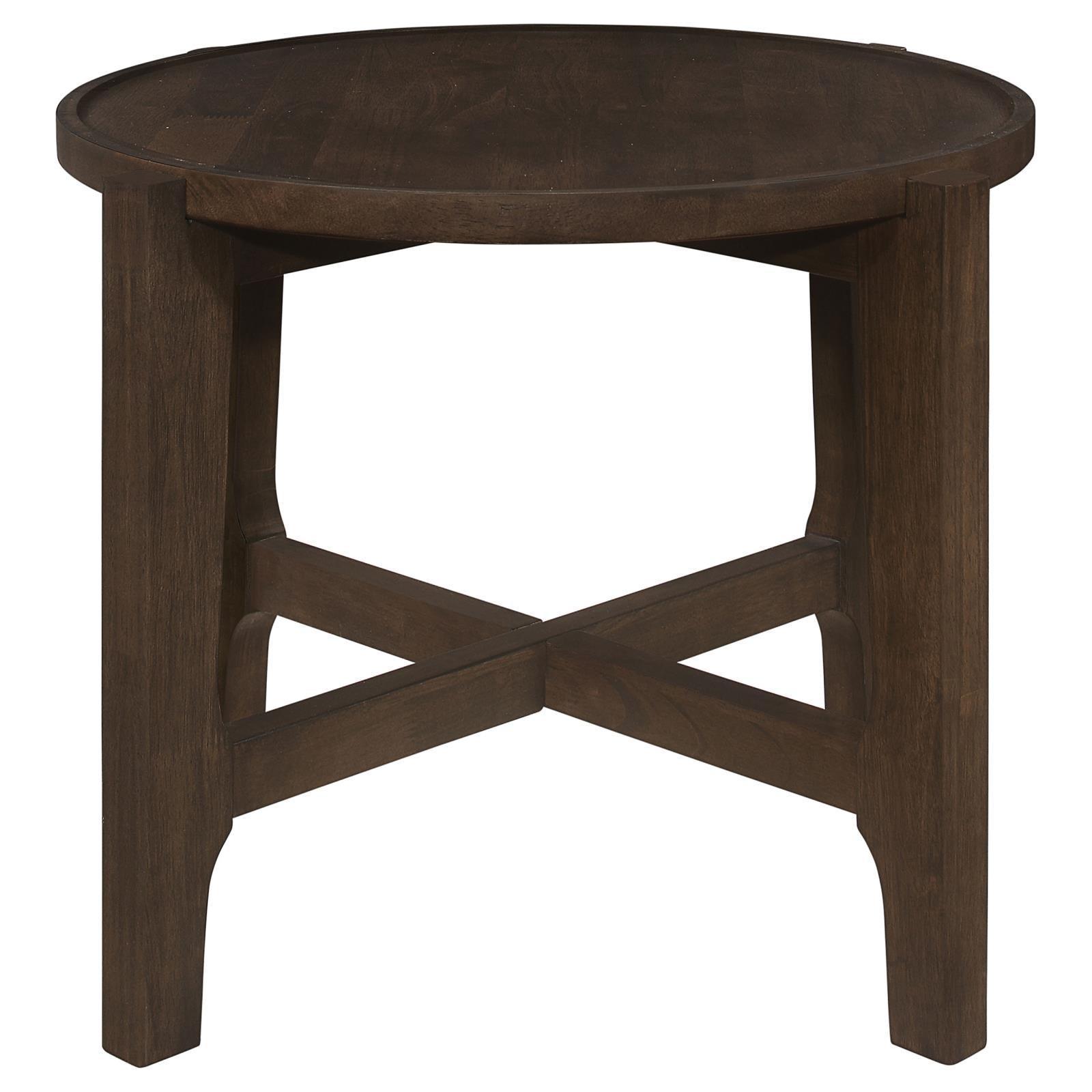 Cota Round Solid Wood End Table Dark Brown 708287 - Ella Furniture