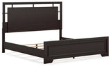 Covetown Dark Brown King Panel Bed - Ella Furniture