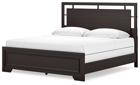 Covetown Dark Brown King Panel Bed - Ella Furniture
