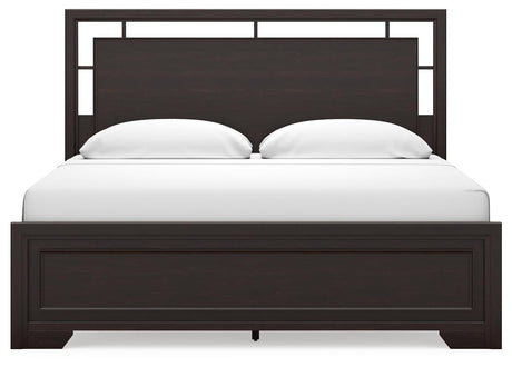 Covetown Dark Brown King Panel Bed - Ella Furniture