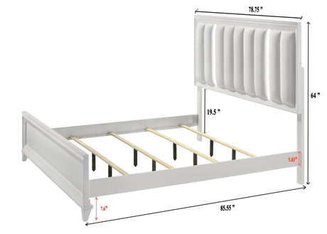 Cressida White Modern Contemporary Solid Wood Velvet Upholstered King Bed - Ella Furniture