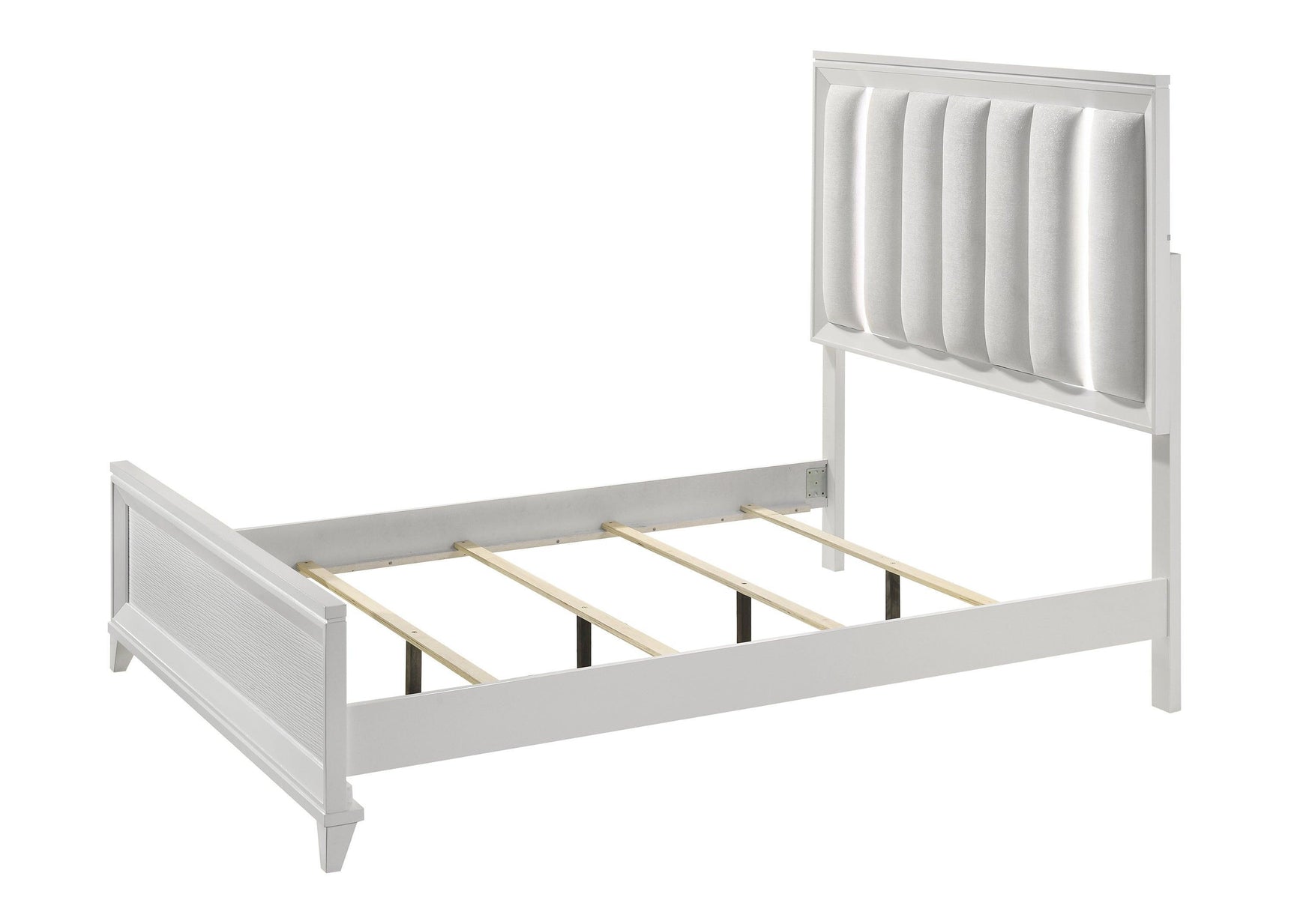 Cressida White Modern Contemporary Solid Wood Velvet Upholstered Queen Bed - Ella Furniture