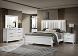 Cressida White Modern Contemporary Solid Wood Velvet Upholstered Queen Bed - Ella Furniture