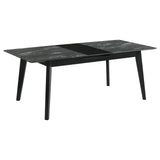 Crestmont Rectangular Dining Table With Faux Marble Top And 16" Self-storing Extension Leaf Grey 121251 - Ella Furniture