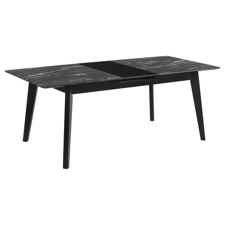 Crestmont Rectangular Dining Table With Faux Marble Top And 16" Self-storing Extension Leaf Grey 121251 - Ella Furniture