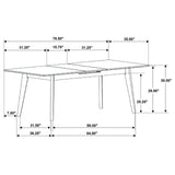 Crestmont Rectangular Dining Table With Faux Marble Top And 16" Self-storing Extension Leaf Grey 121251 - Ella Furniture
