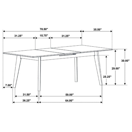 Crestmont Rectangular Dining Table With Faux Marble Top And 16" Self-storing Extension Leaf Grey 121251 - Ella Furniture