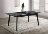 Crestmont Rectangular Dining Table With Faux Marble Top And 16" Self-storing Extension Leaf Grey 121251 - Ella Furniture
