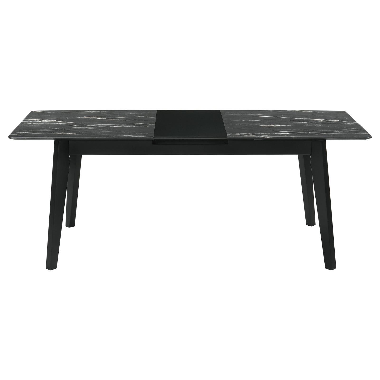 Crestmont Rectangular Dining Table With Faux Marble Top And 16" Self-storing Extension Leaf Grey 121251 - Ella Furniture