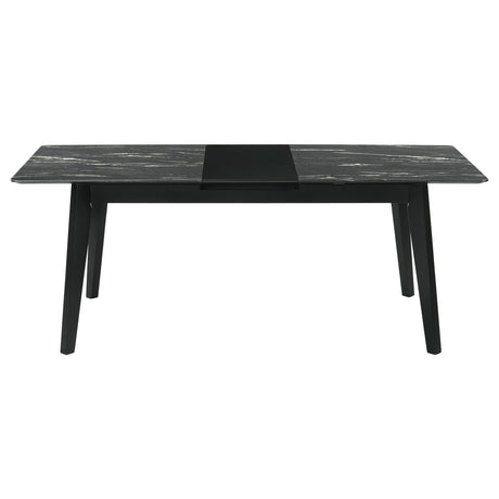 Crestmont Rectangular Dining Table With Faux Marble Top And 16" Self-storing Extension Leaf Grey 121251 - Ella Furniture