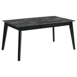 Crestmont Rectangular Dining Table With Faux Marble Top And 16" Self-storing Extension Leaf Grey 121251 - Ella Furniture