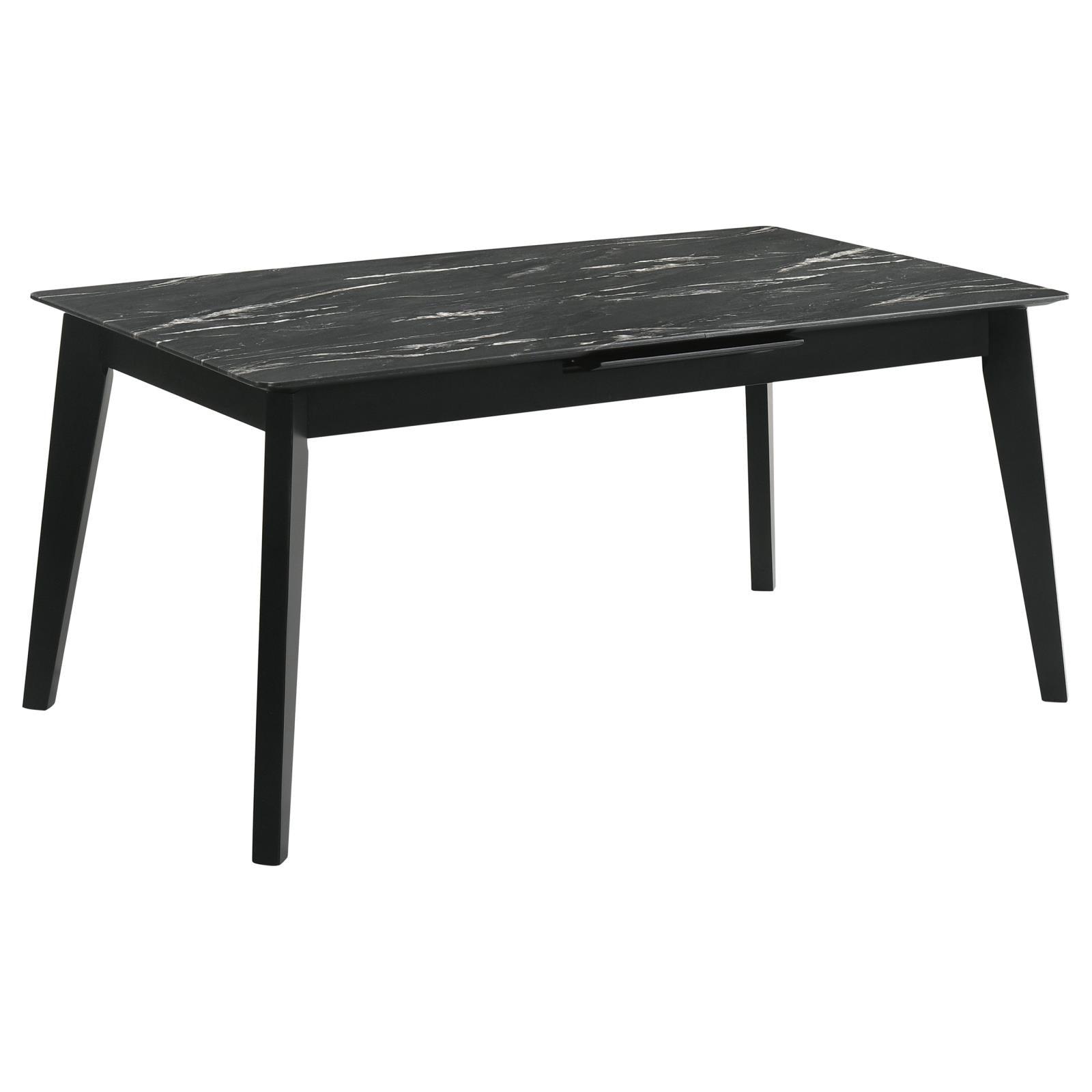 Crestmont Rectangular Dining Table With Faux Marble Top And 16" Self-storing Extension Leaf Grey 121251 - Ella Furniture