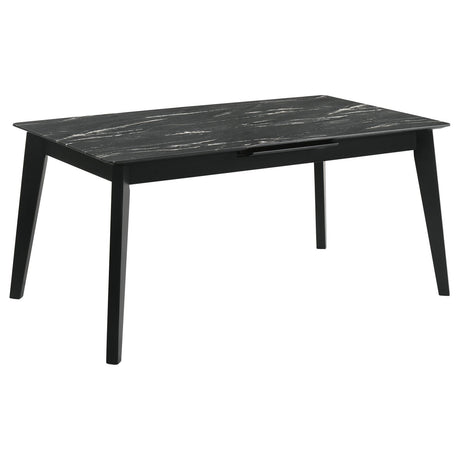 Crestmont Rectangular Dining Table With Faux Marble Top And 16" Self-storing Extension Leaf Grey 121251 - Ella Furniture