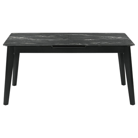 Crestmont Rectangular Dining Table With Faux Marble Top And 16" Self-storing Extension Leaf Grey 121251 - Ella Furniture