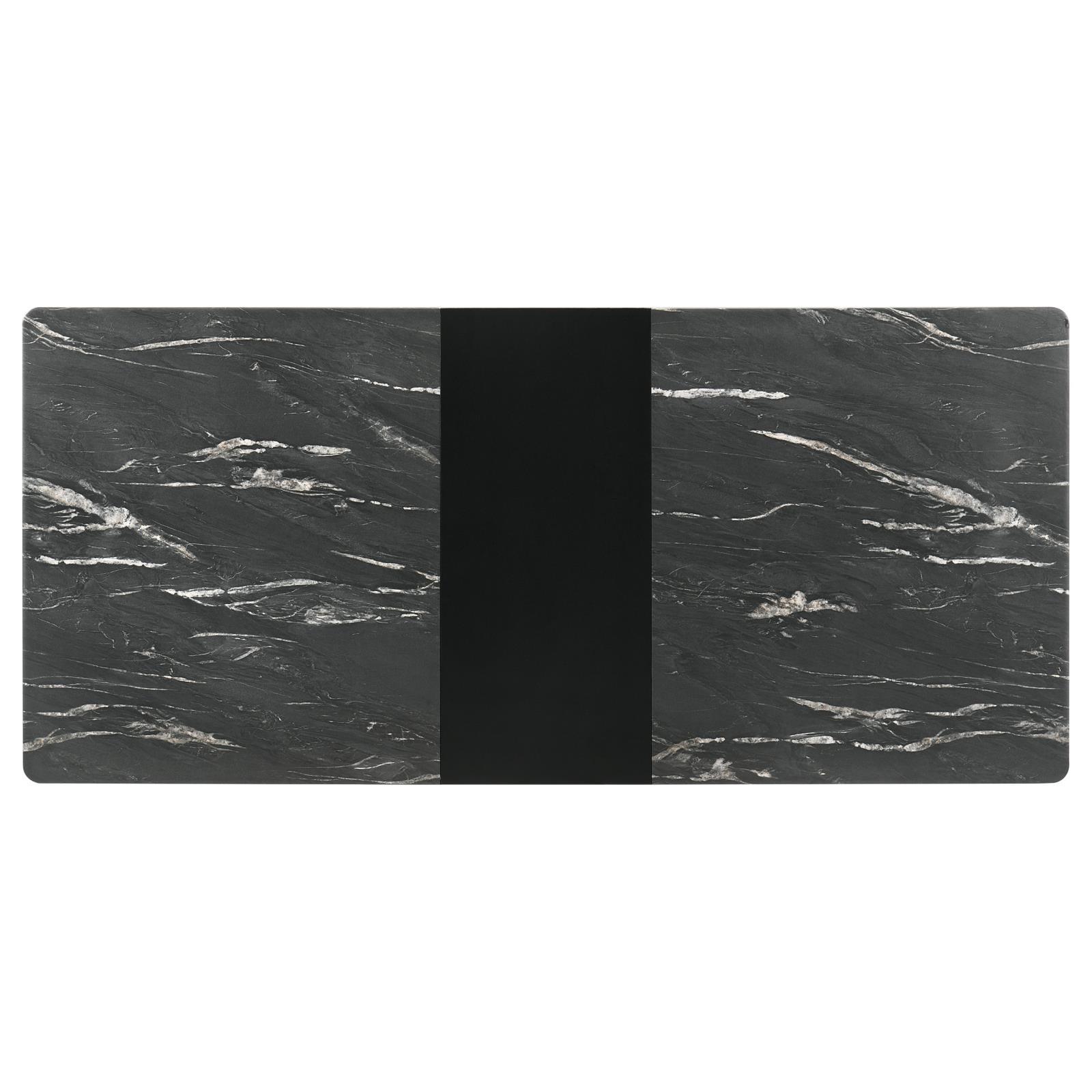 Crestmont Rectangular Dining Table With Faux Marble Top And 16" Self-storing Extension Leaf Grey 121251 - Ella Furniture