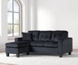 Cris Black Modern Contemporary Solid Wood Velvet Upholstered Tufted Reversible Sectional - Ella Furniture