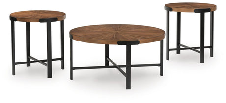 Crosstrail Brown Table (Set of 3) angled view