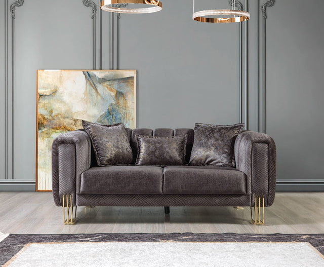 Santana Smoke Velvet Loveseat from Ella Furniture